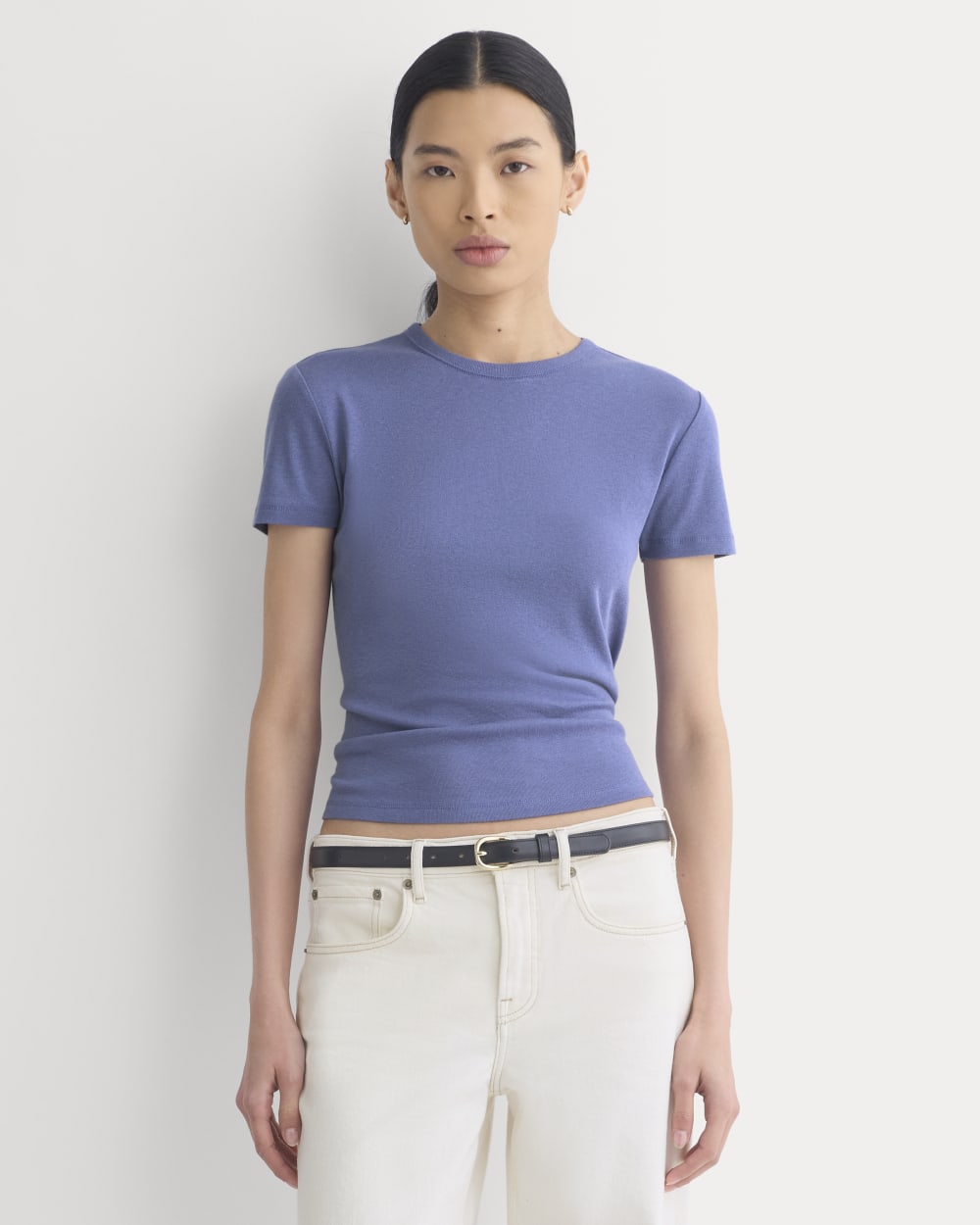 Tissue Short-Sleeve Crew in Blue Dusk — detail view