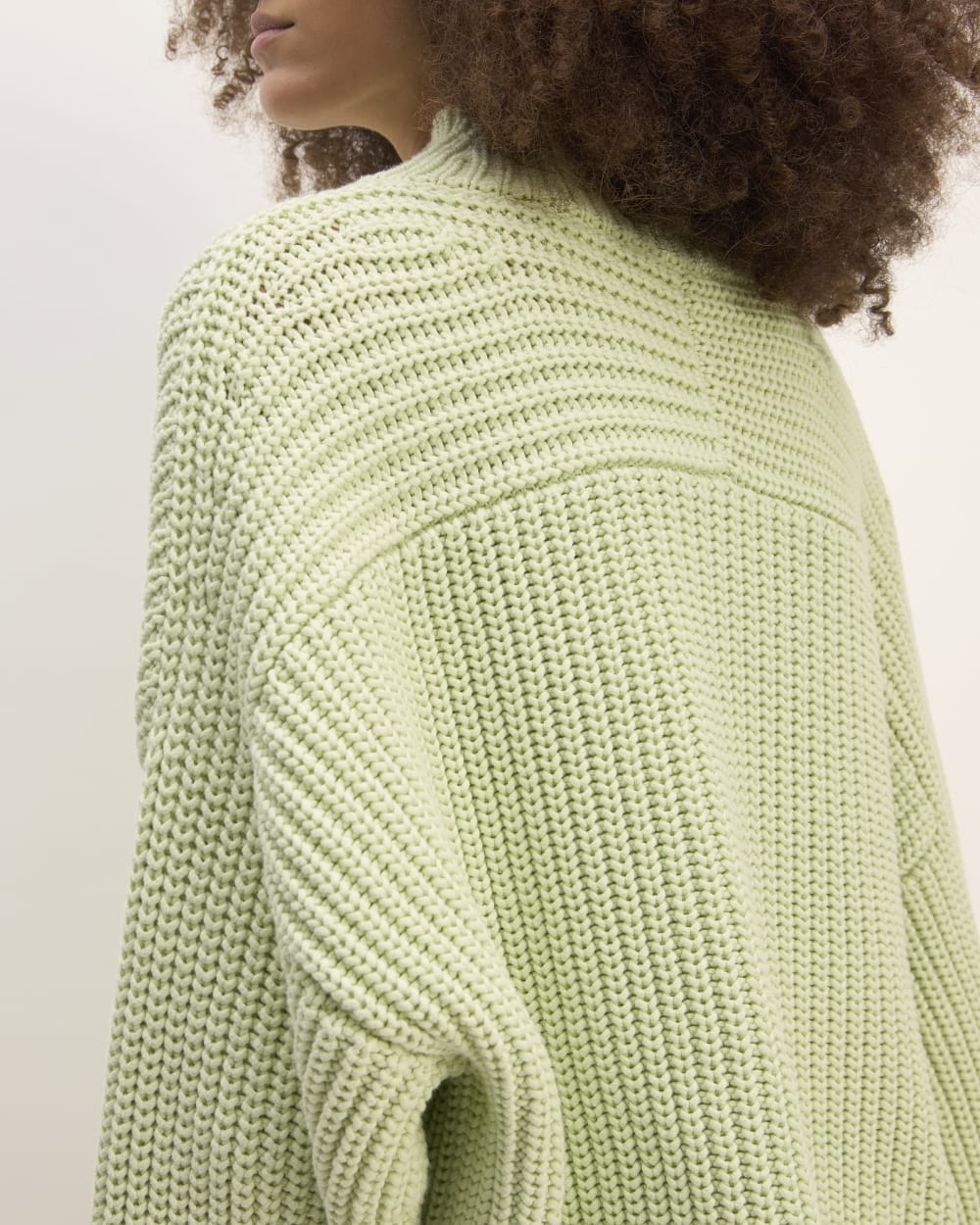 The Everlane x Marques' Almeida Turtleneck in Seafoam Green — detail view
