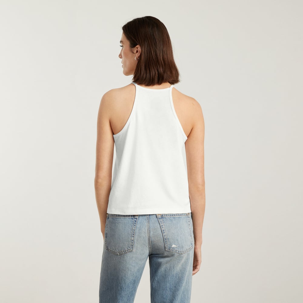 The Hemp Cutaway Tank in White — detail view