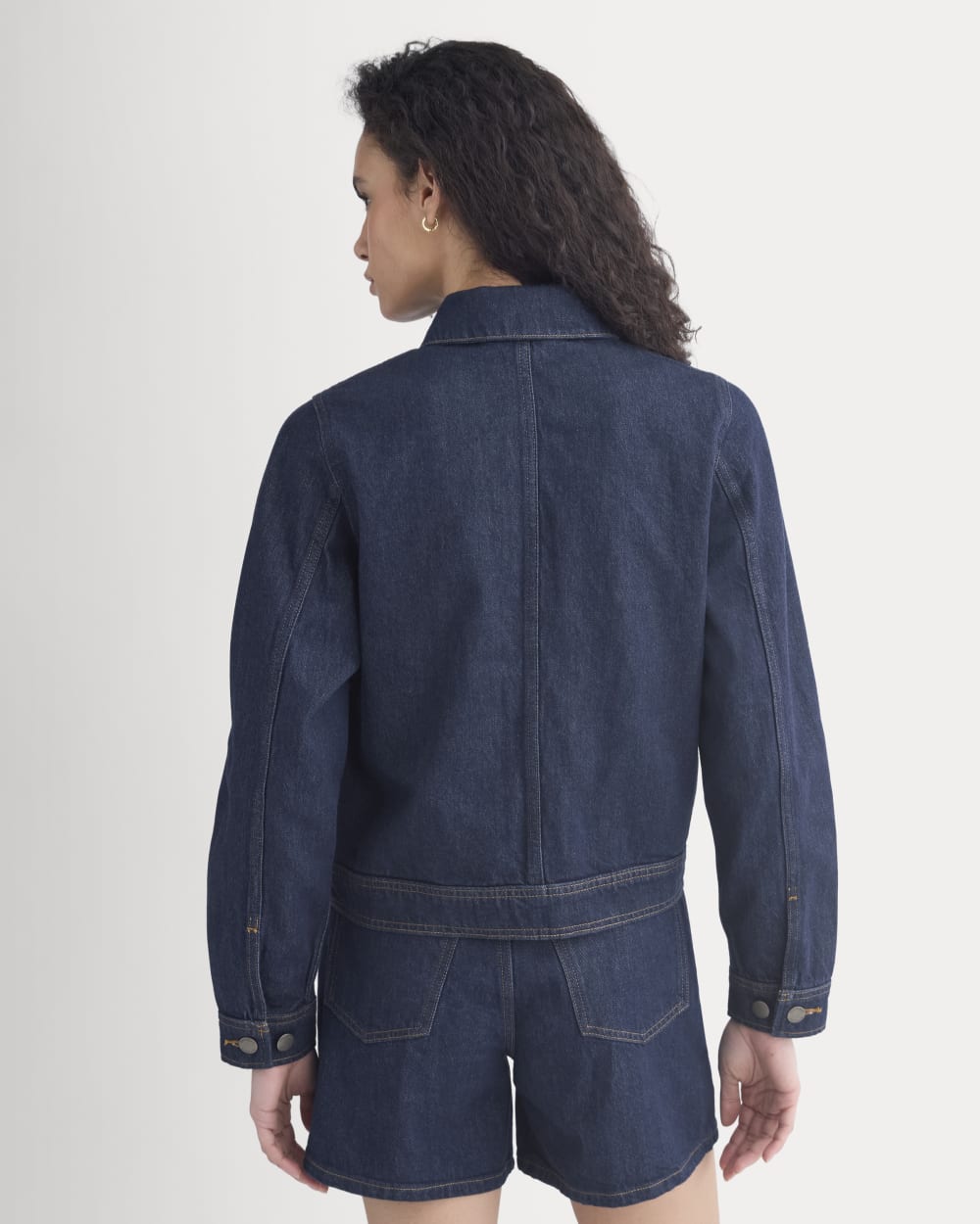 Denim Chore Jacket in Dark Indigo — detail view
