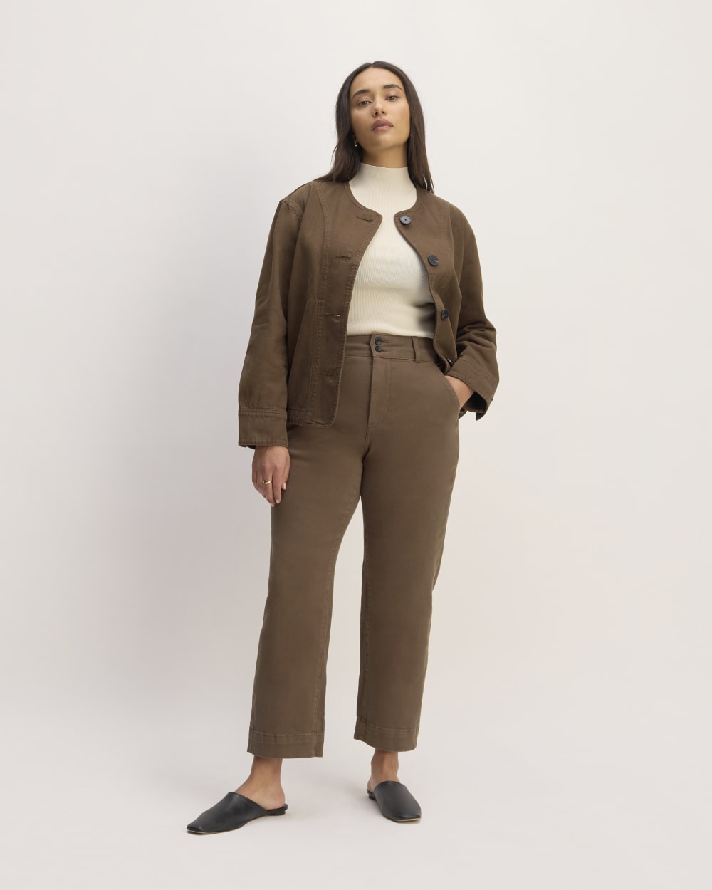 The Organic Straight-Leg Pant in Cocoa — front view