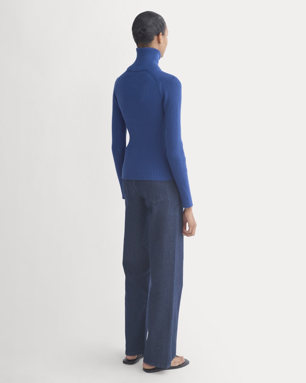 Full-Zip Ribbed Jacket in Everyday Cotton in Estate Blue — detail view