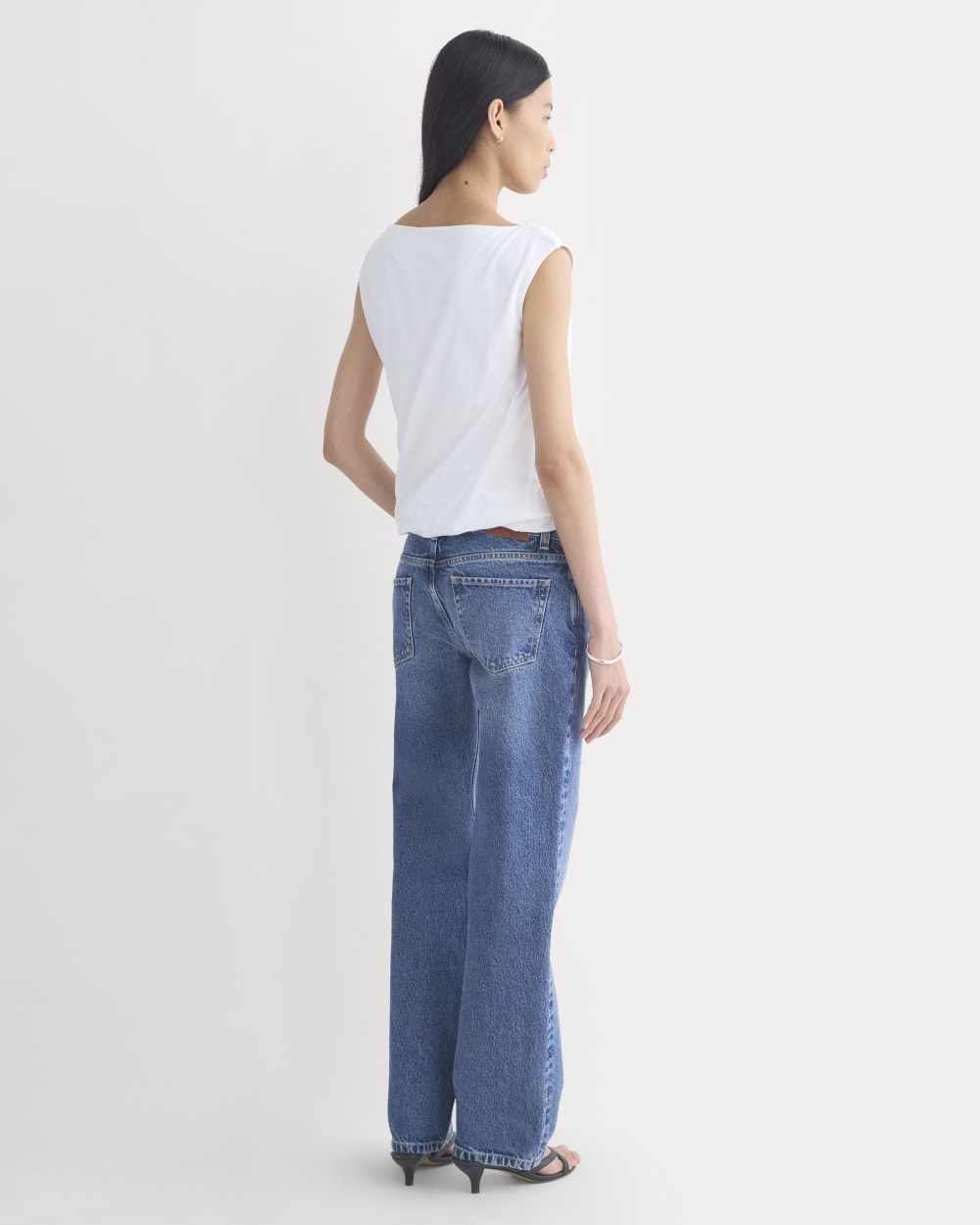 Boatneck Twisted Top in Essential Cotton in White — detail view