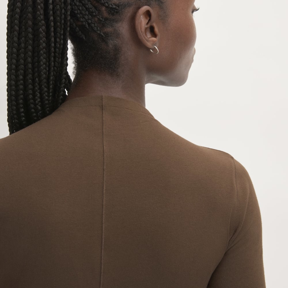 The Supima® Form Funnel Neck Tee in Cocoa — detail view