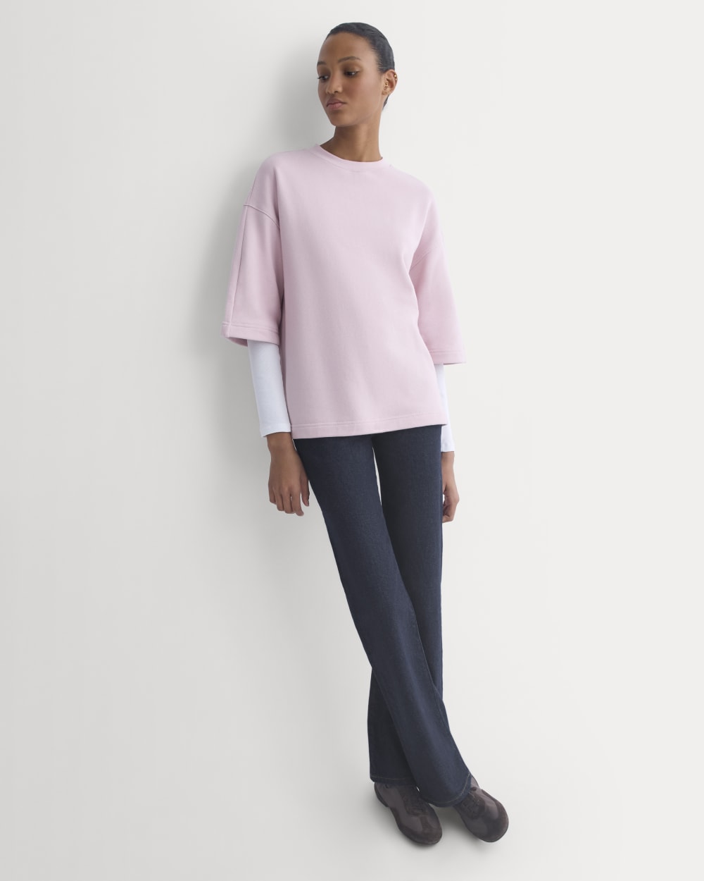 Lightweight Terry Oversized Tee in Burnished Lilac — detail view