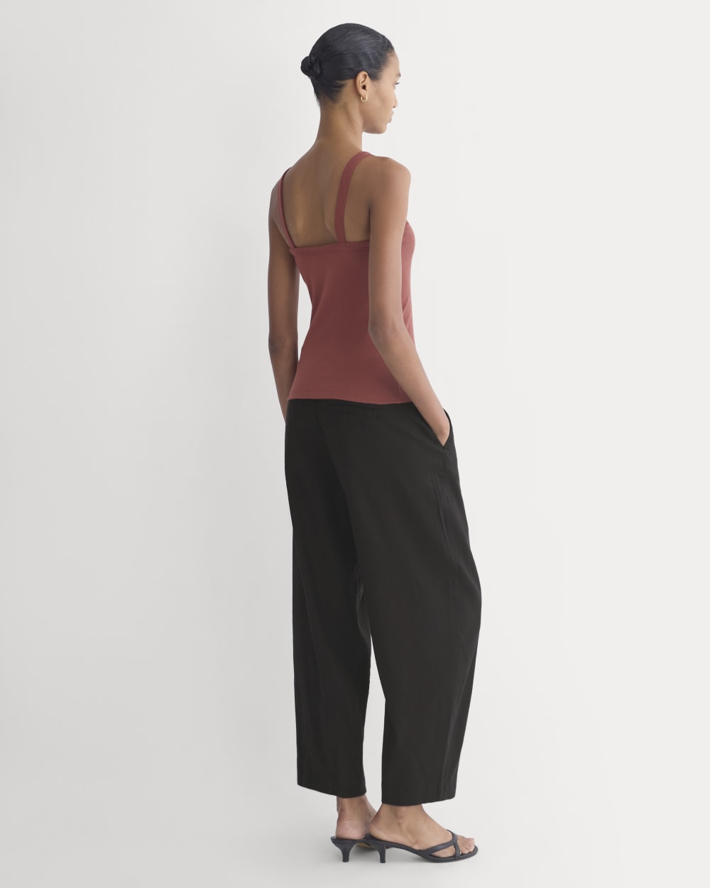 RetroSoft U-Neck Tank in Henna Red — detail view