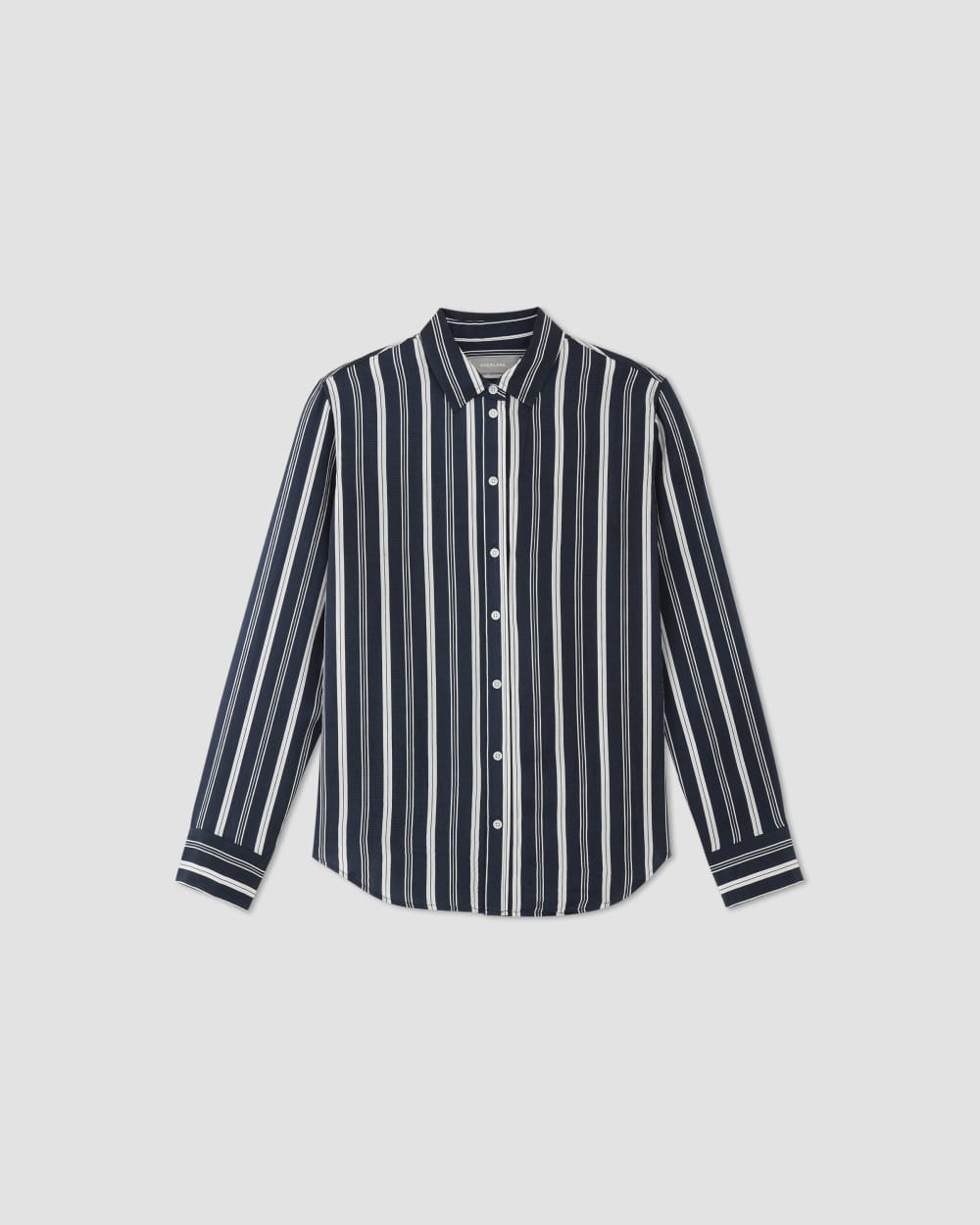 The Satin Relaxed Shirt in Navy / Bone — alternate view