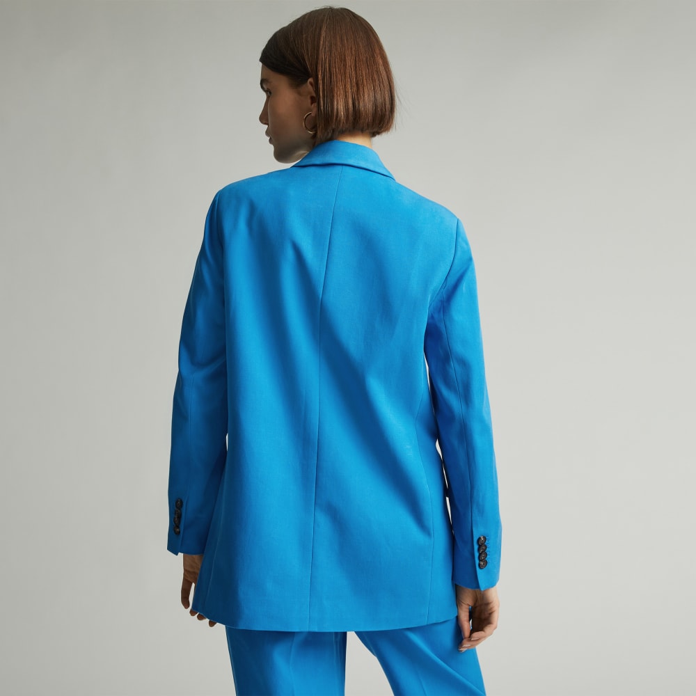 The Oversized Blazer in Buttersmooth in Brilliant Blue — detail view