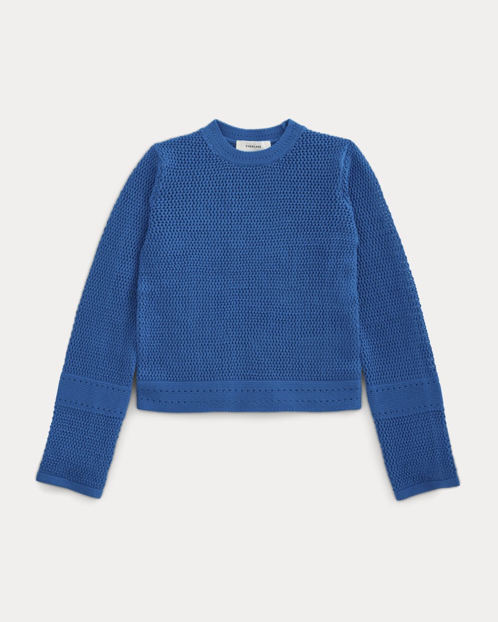 Open Knit Long-Sleeve Crew in Everyday Cotton in Imperial Blue — alternate view
