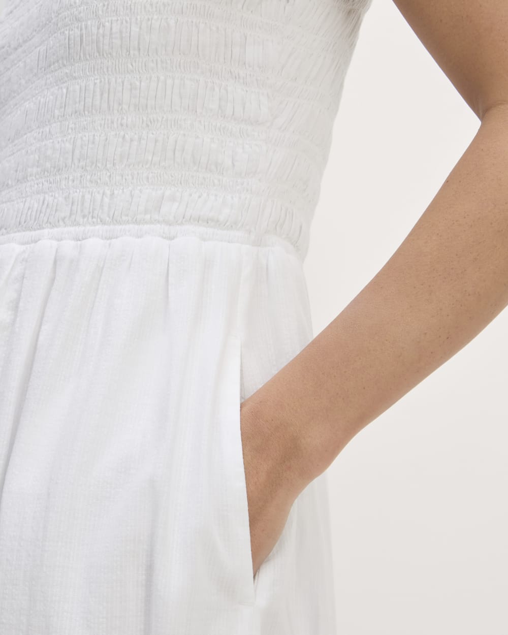 The Gauze Off-the-Shoulder Dress in White — detail view