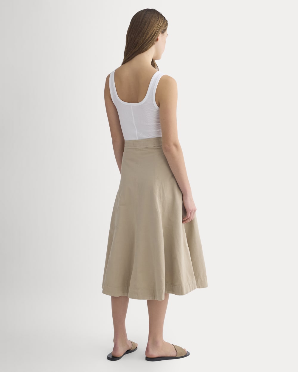 Seamed Midi Skirt in Trench Coat Khaki — detail view