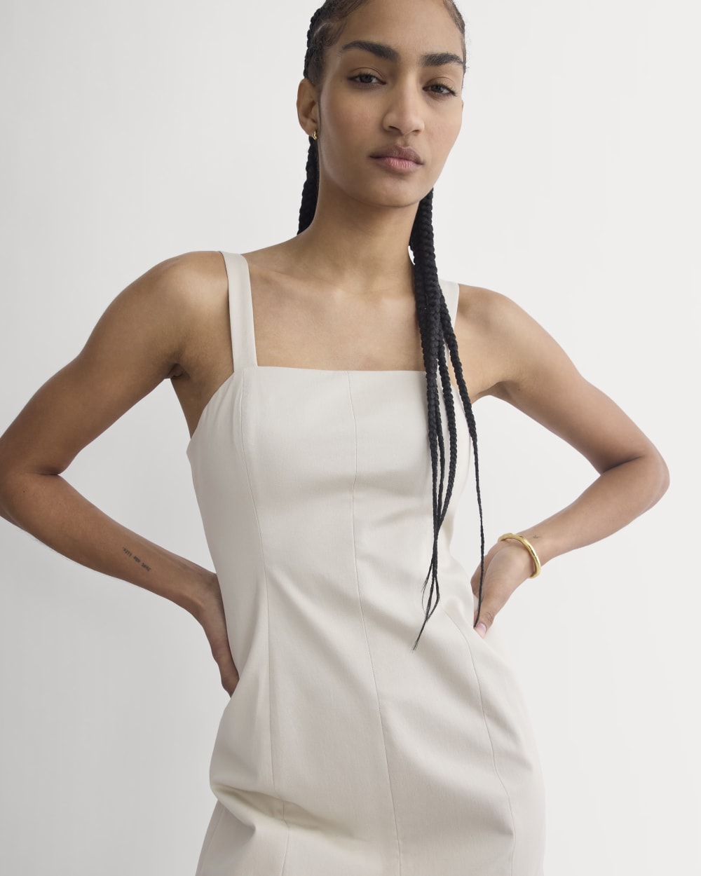 Seamed Mini Dress in Peyote — detail view