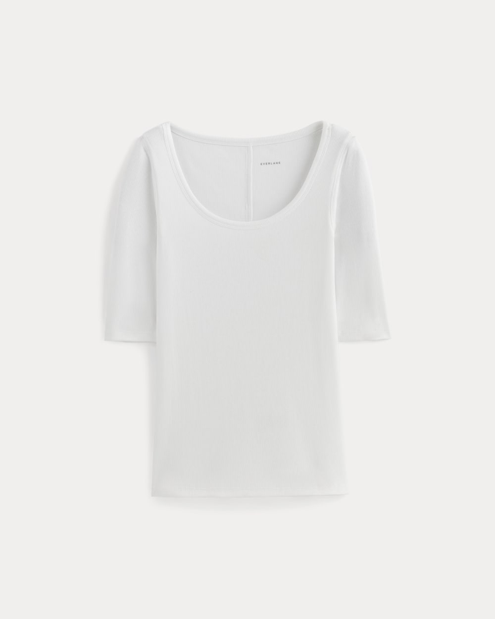 The Luxe Rib Scoop-Neck Tee in White — alternate view