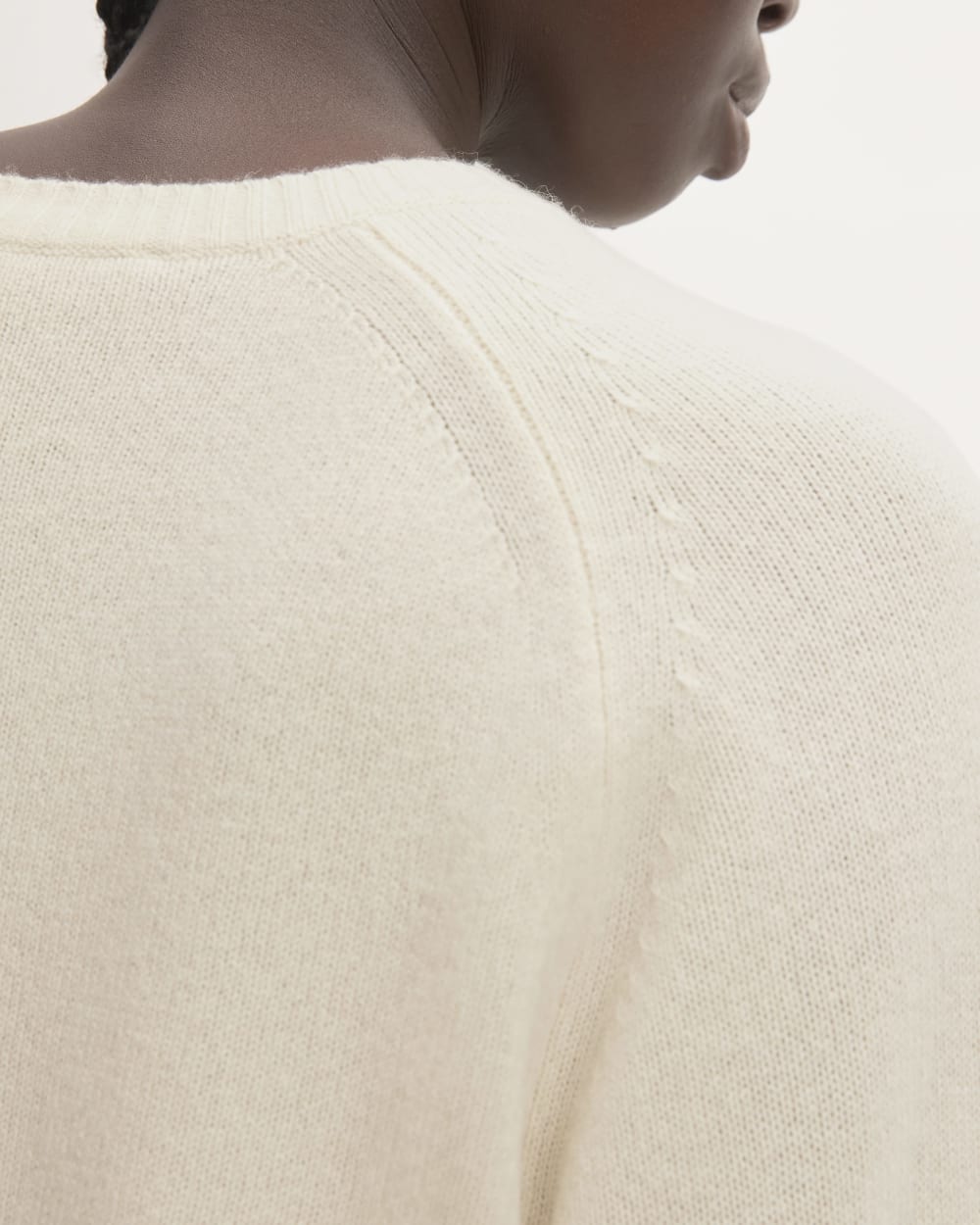 The Boxy Crew in Cashmere in Bone — detail view