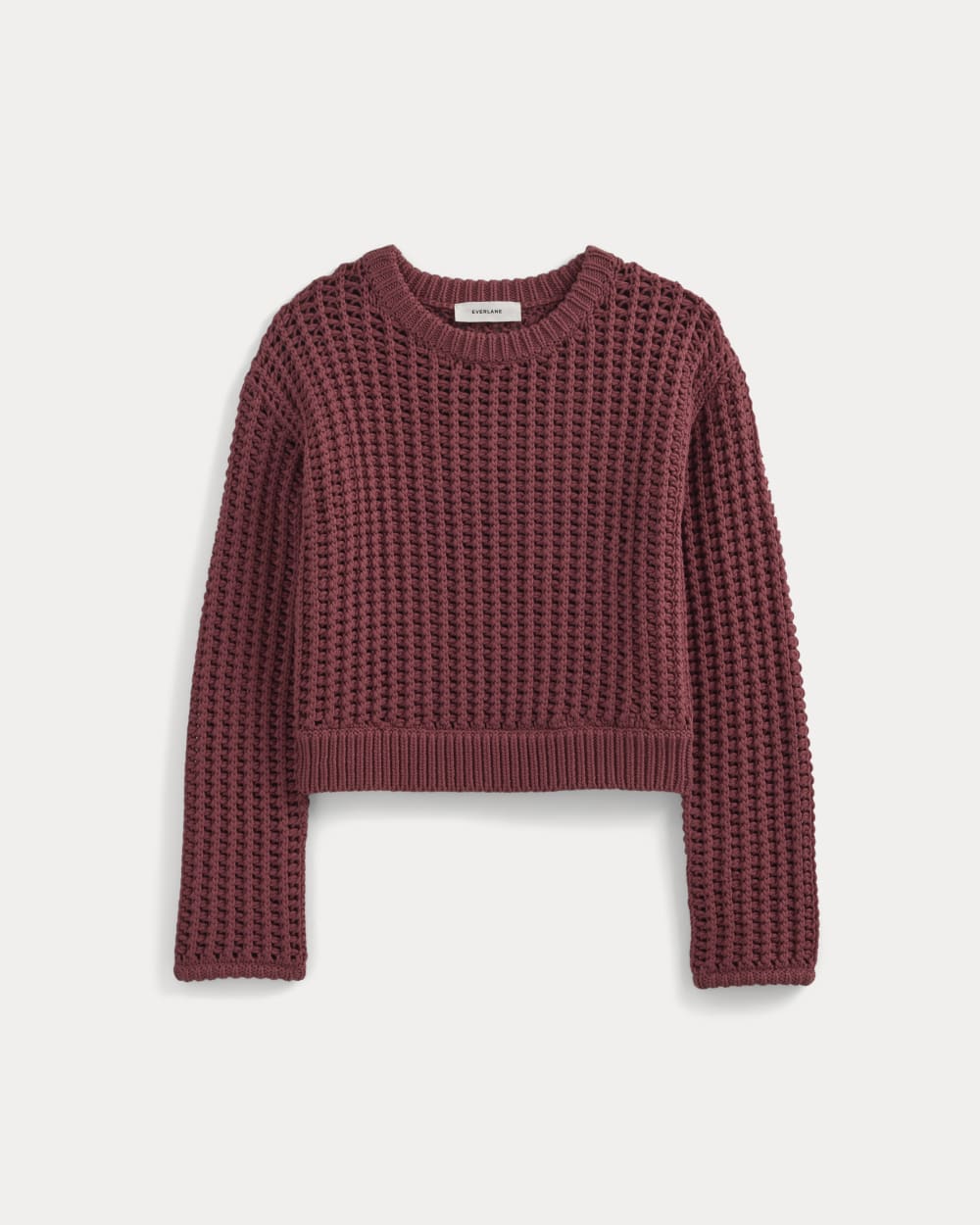 Open-Knit Crew in Elevated Cotton in Henna Red — alternate view