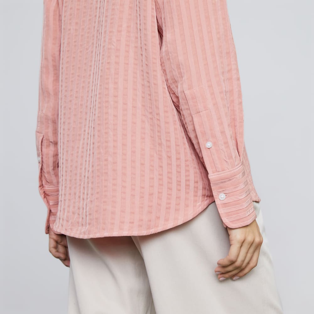 The City Stripe Shirt in Light Rose — detail view