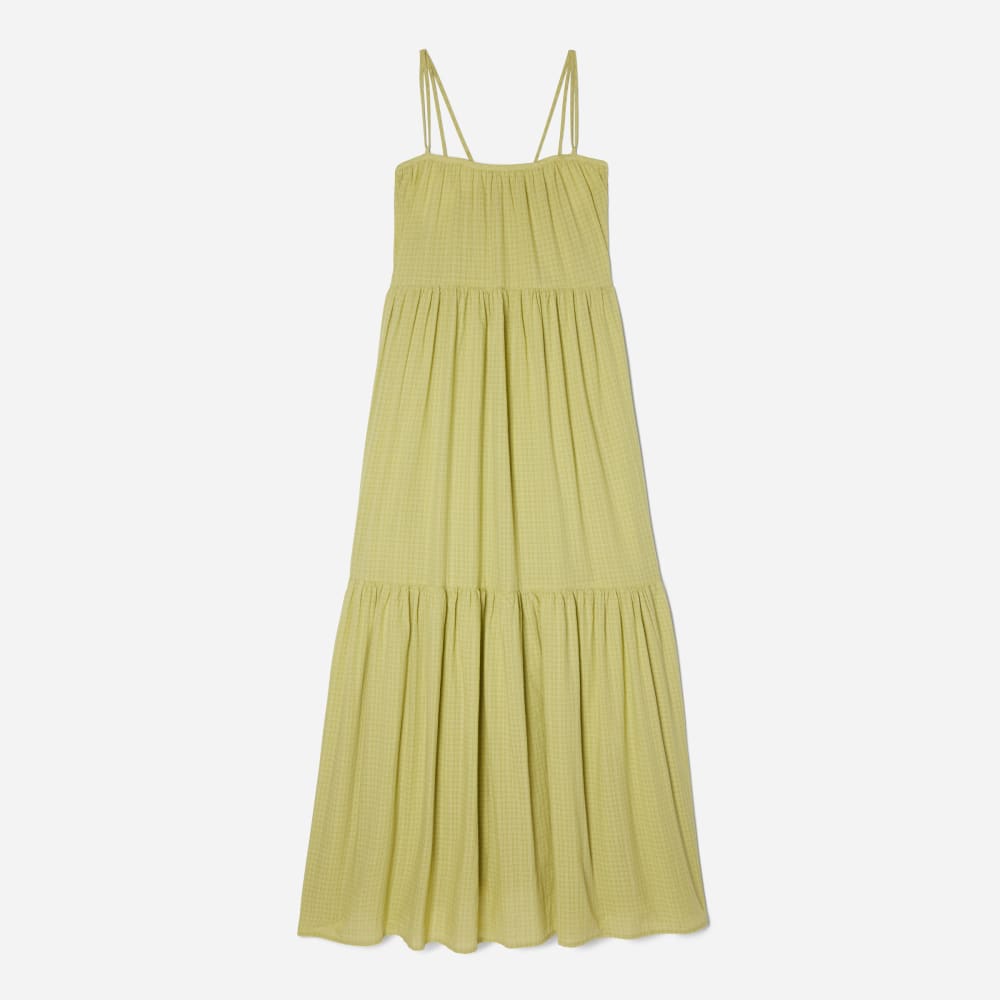 The Billow Tiered Maxi Dress in Pickled Pepper Plaid — front view