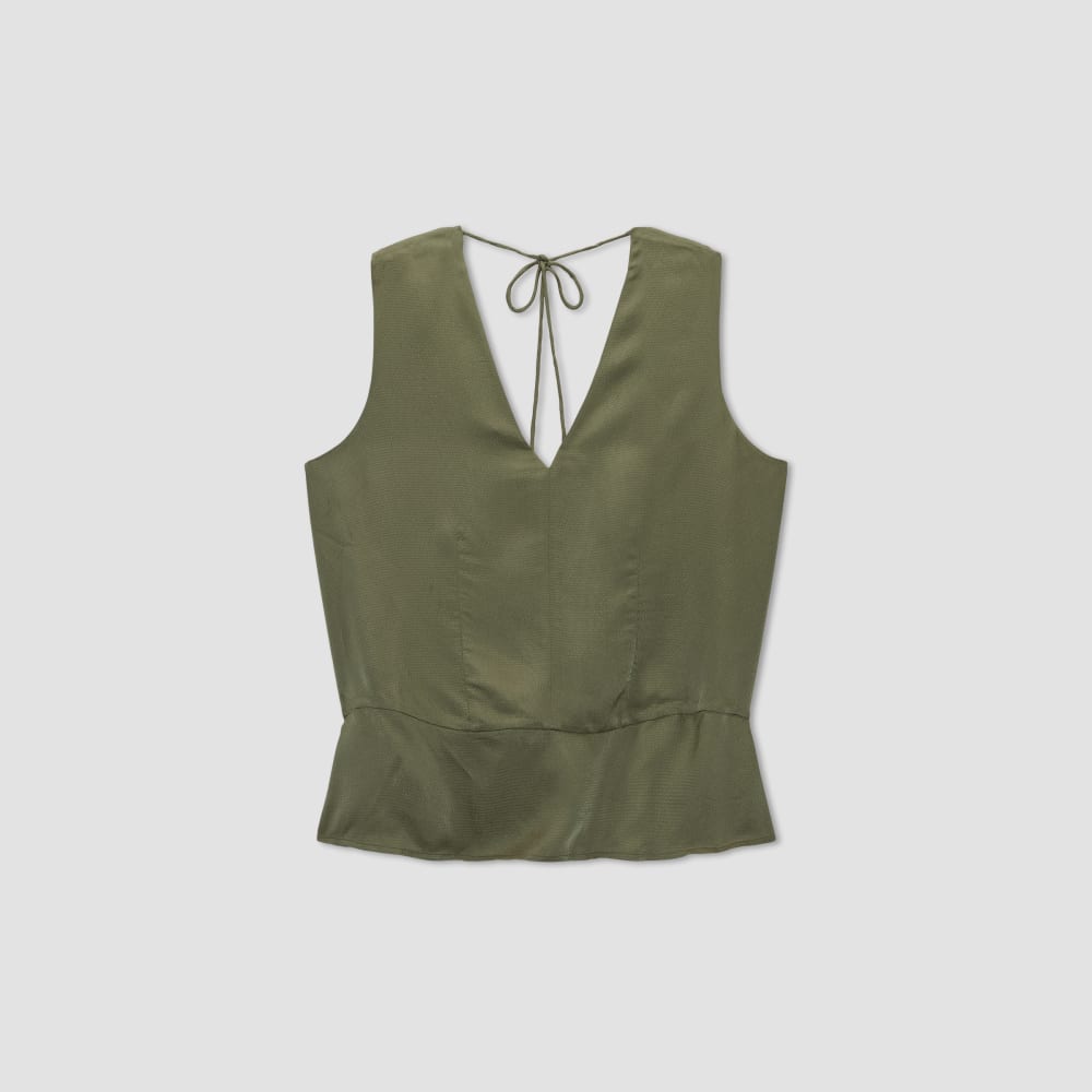 The Satin V-Neck Top in Kalamata — alternate view