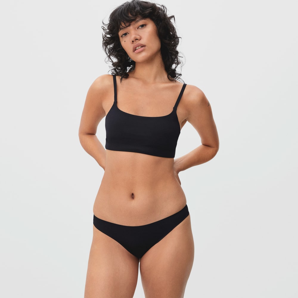 The Invisible Square-Neck Bralette in Black — detail view
