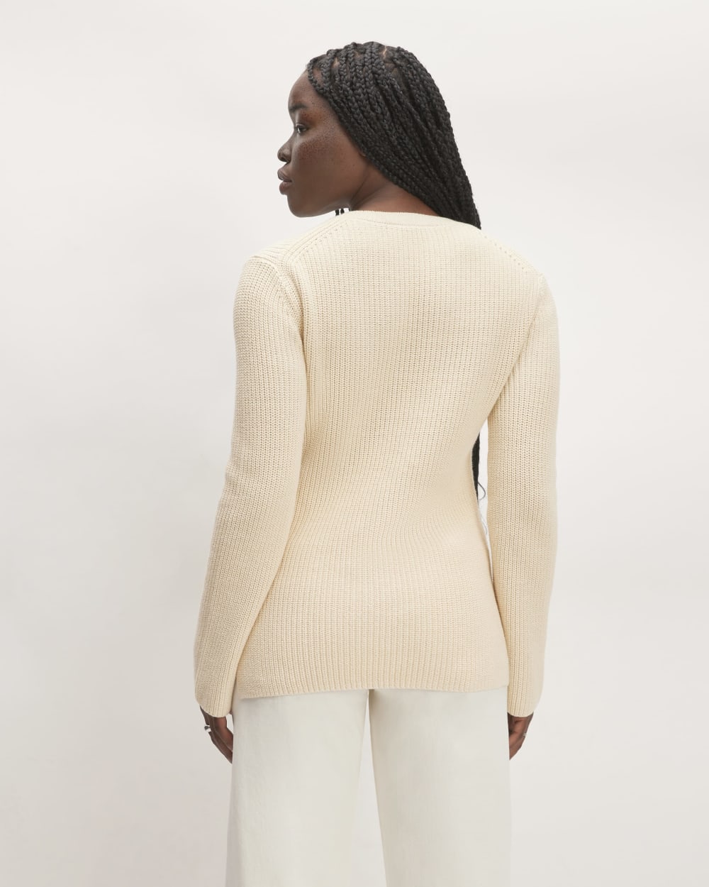 The Organic Cotton Slim Crew Sweater in Canvas — detail view