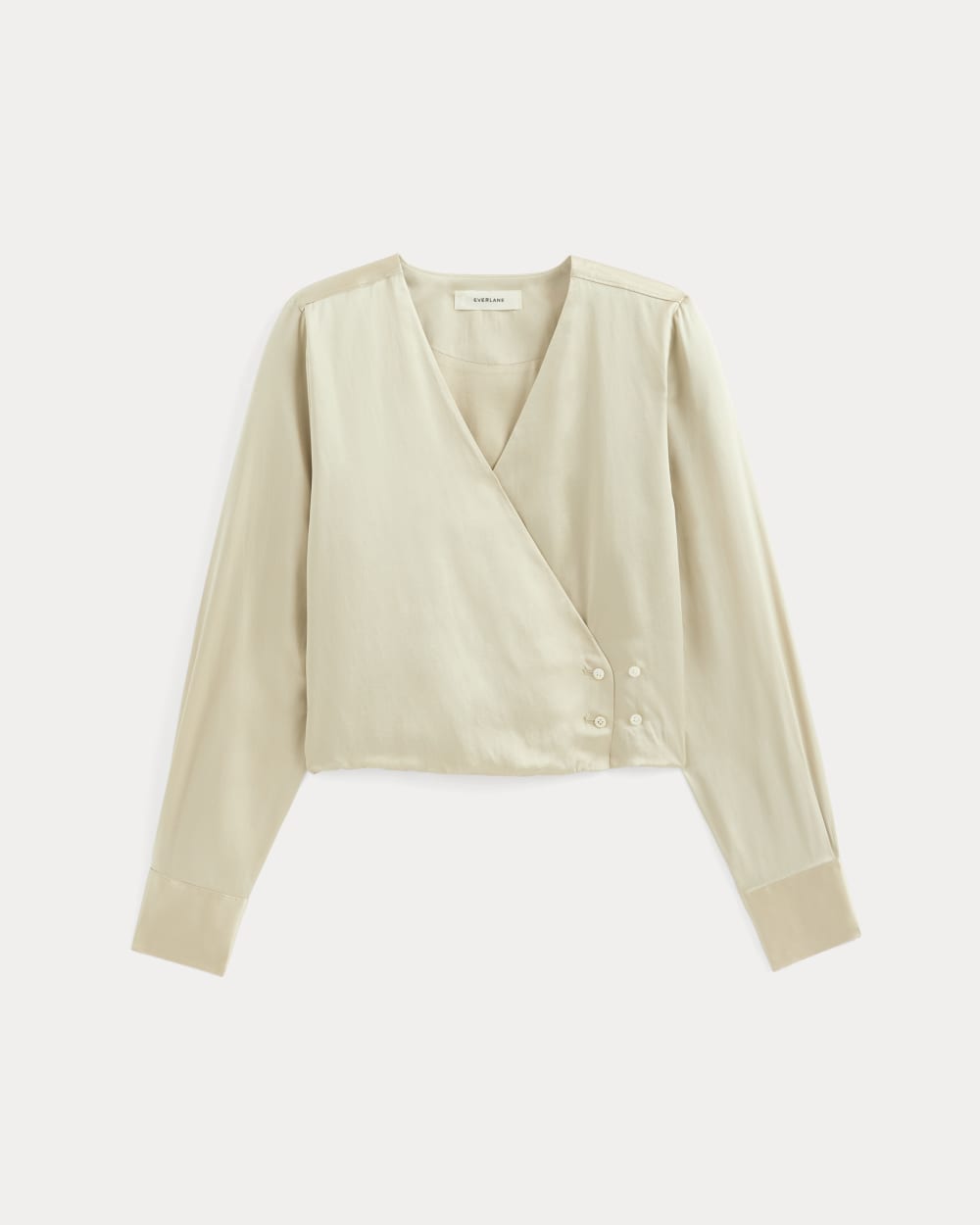 Wrap Top in Silk Charmeuse in Peyote — alternate view