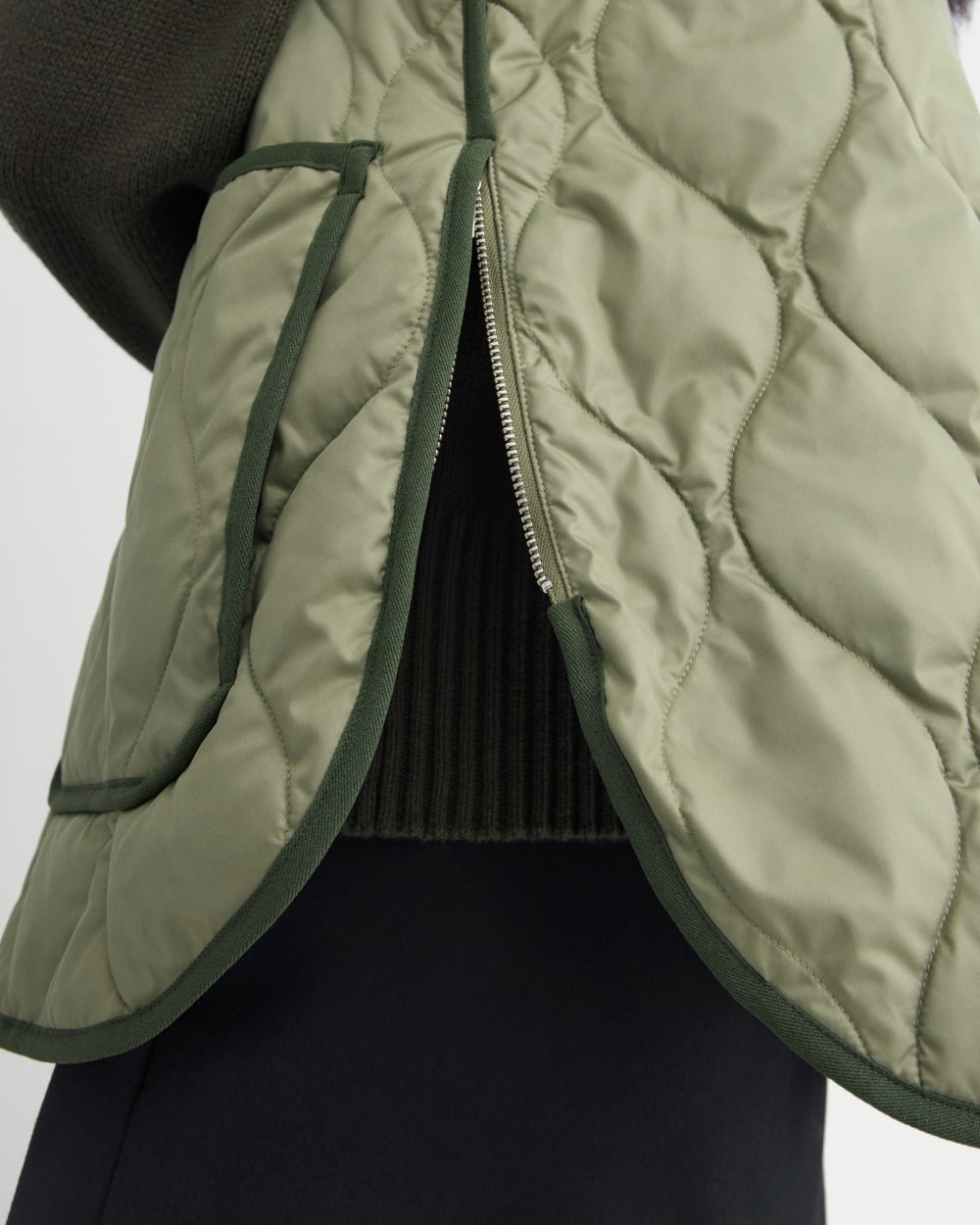 ReNew Quilted Vest in Lichen Green — detail view