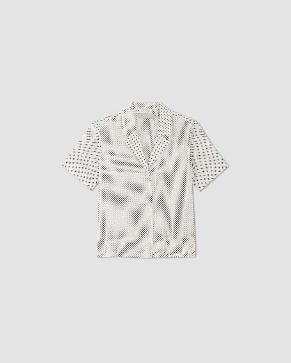The Notch Shirt in Washable Silk in Bone / Black Polka Dot — alternate view