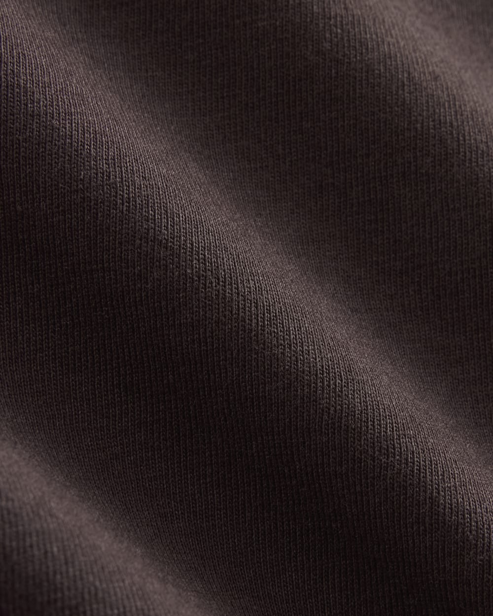 The Box-Cut Tee in Essential Cotton in Dark Chocolate — detail view