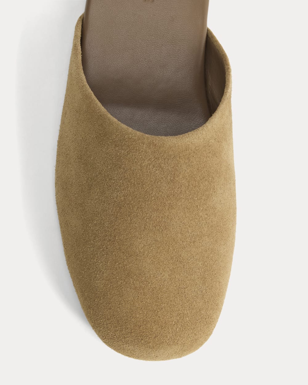 Glove Mule Slipper in Sand Suede — detail view