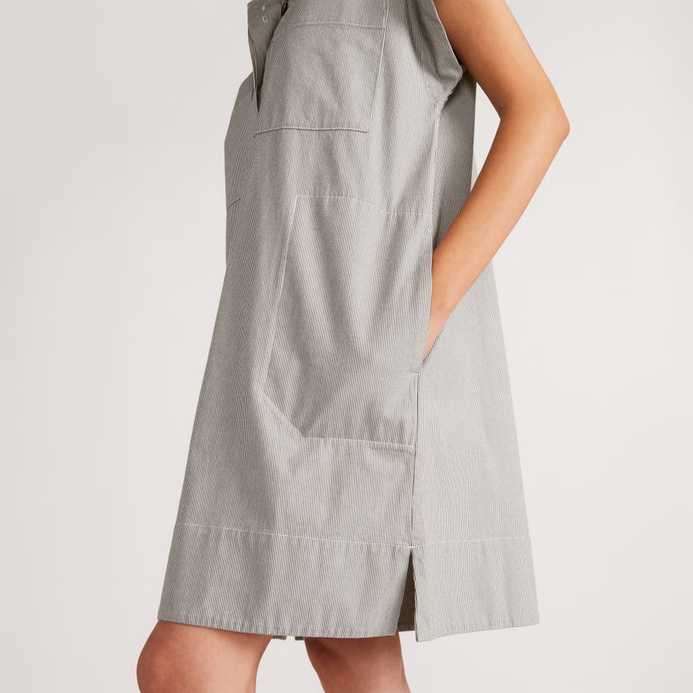 The Easy Workwear Dress in Canvas Tan / Navy — detail view