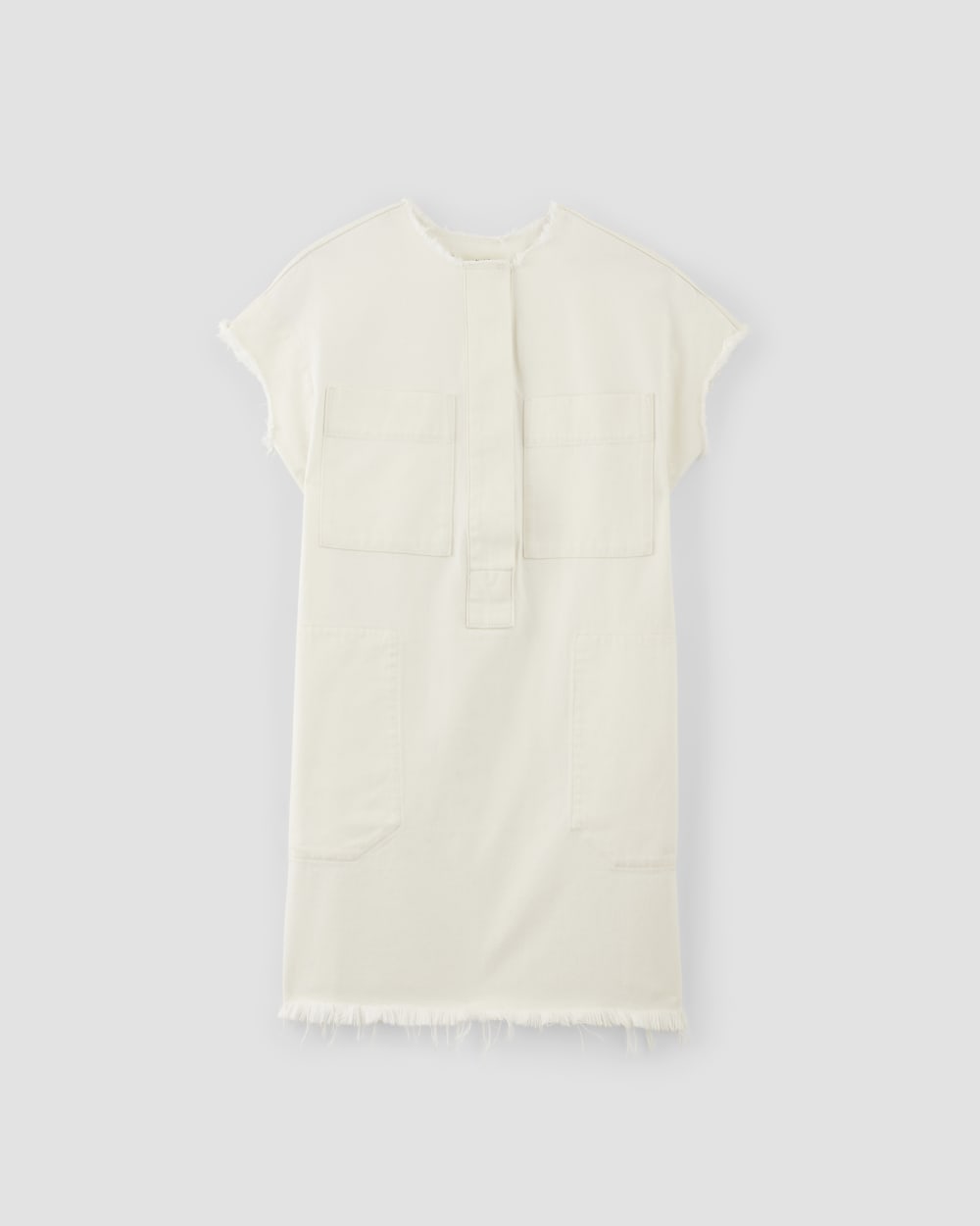 The Denim Workwear Shirtdress in Frayed Hem Bone — alternate view