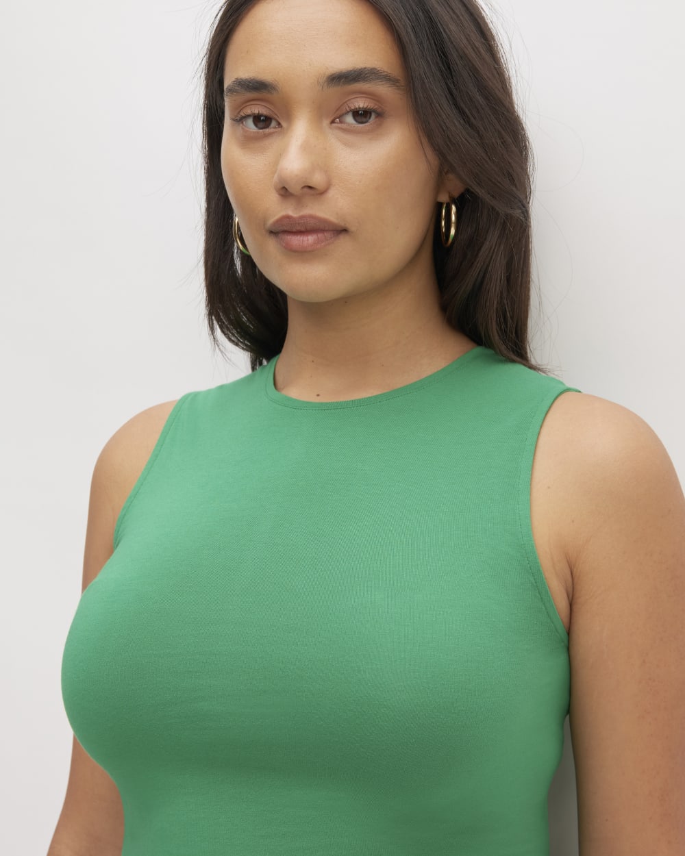The Supima® Form Tank in Grass Green — detail view