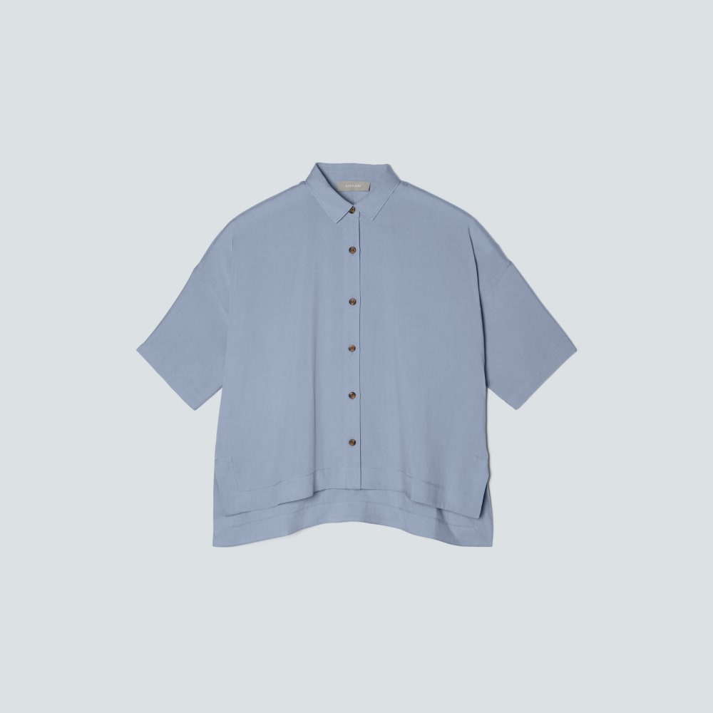 The Drapey Square Shirt in Blue Slate — front view