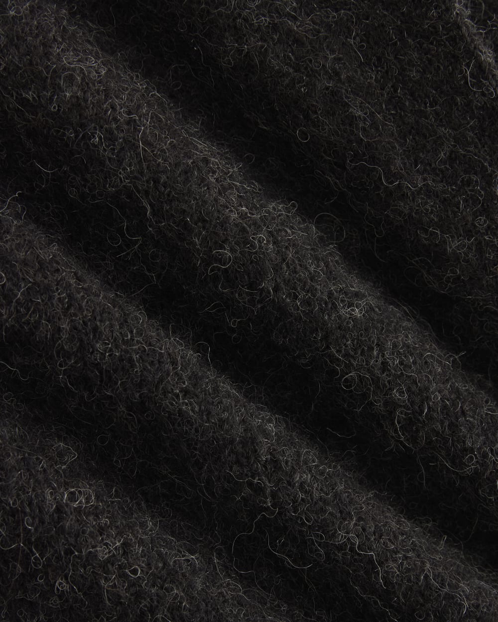 High V Cropped Cardigan in Alpaca in Heather Black — detail view