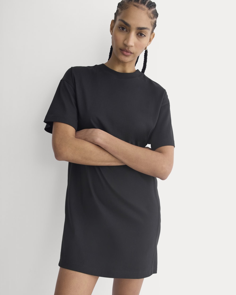 Weekend Tee Mini Dress in Black — detail view