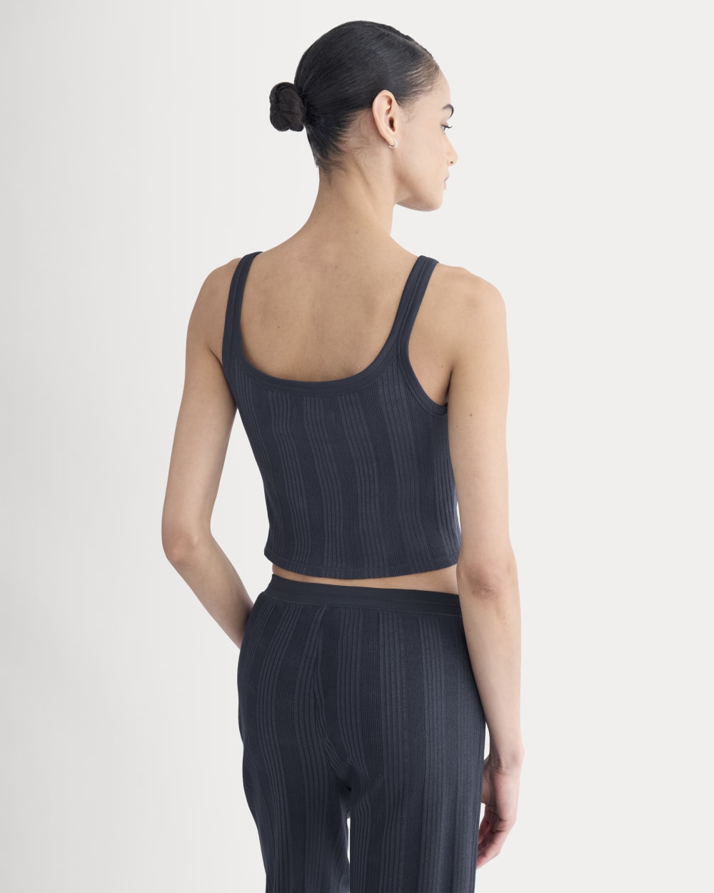 Lounge Rib Tank in Navy — detail view