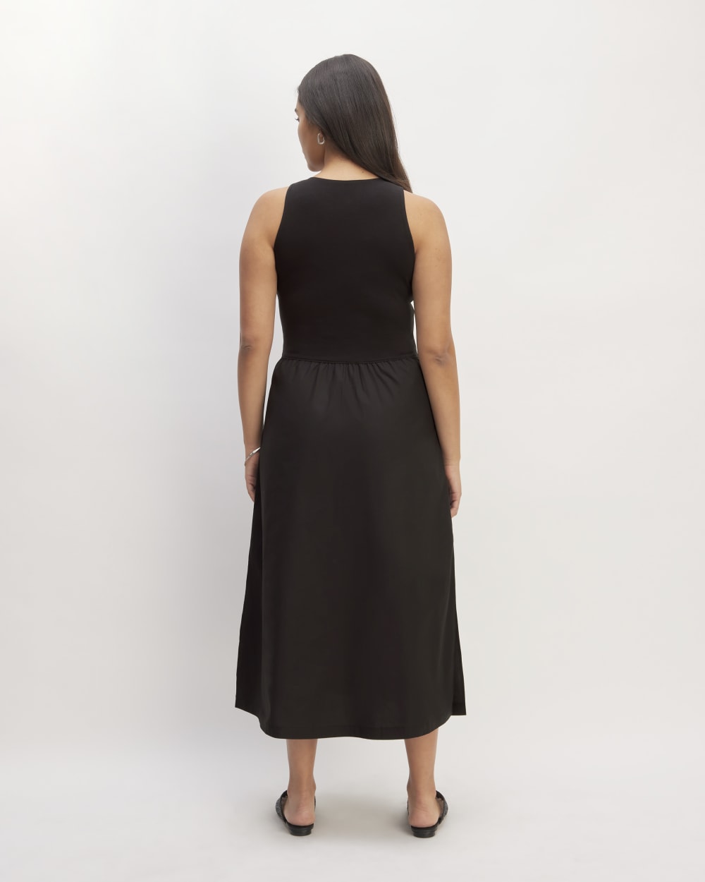 The Supima® High-Neck Riviera Dress in Black — detail view