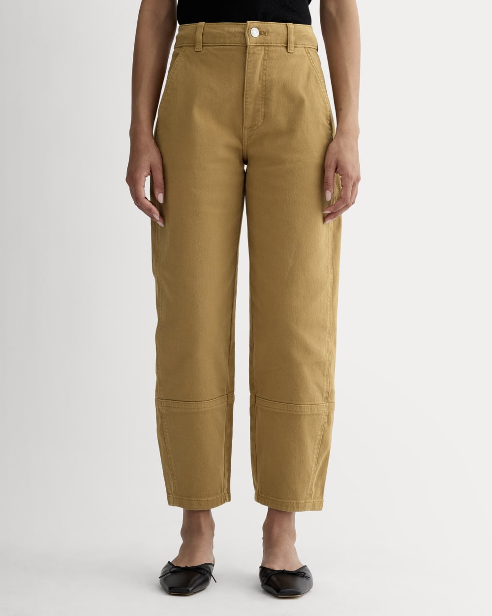 The Utility Barrel Pant in Oak Brown — detail view