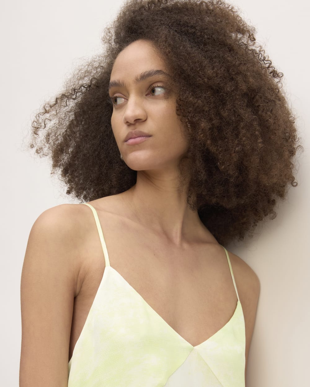 The Everlane x Marques' Almeida Satin Tie-Dye Dress in Seafoam Tie-Dye — detail view