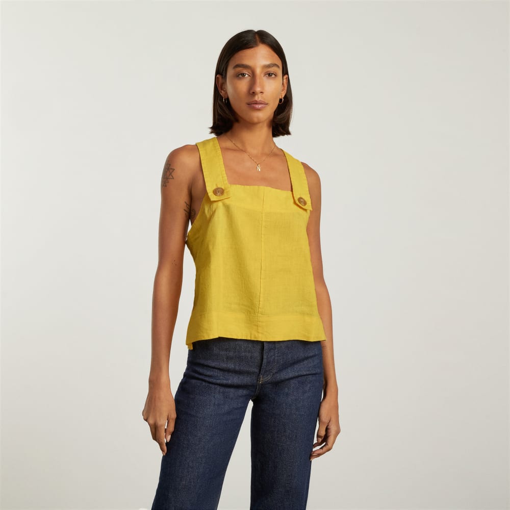The Apron Linen Tank in Super Lemon — alternate view