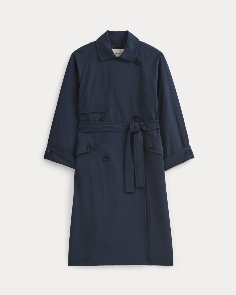 Drapey Twill Trench in Navy — alternate view