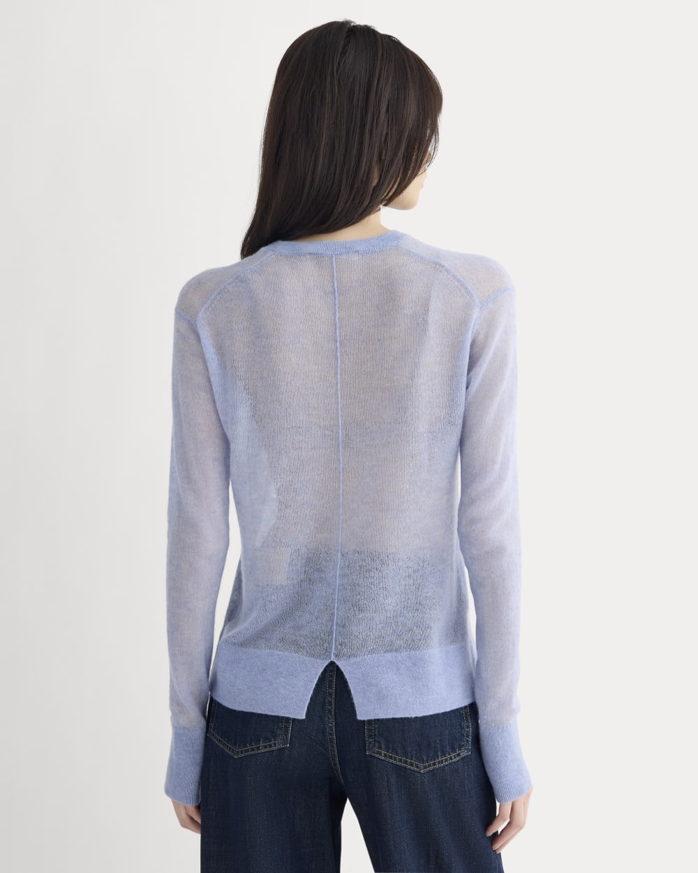 The Air Alpaca™ Relaxed Crew Top in Soft Blue — detail view
