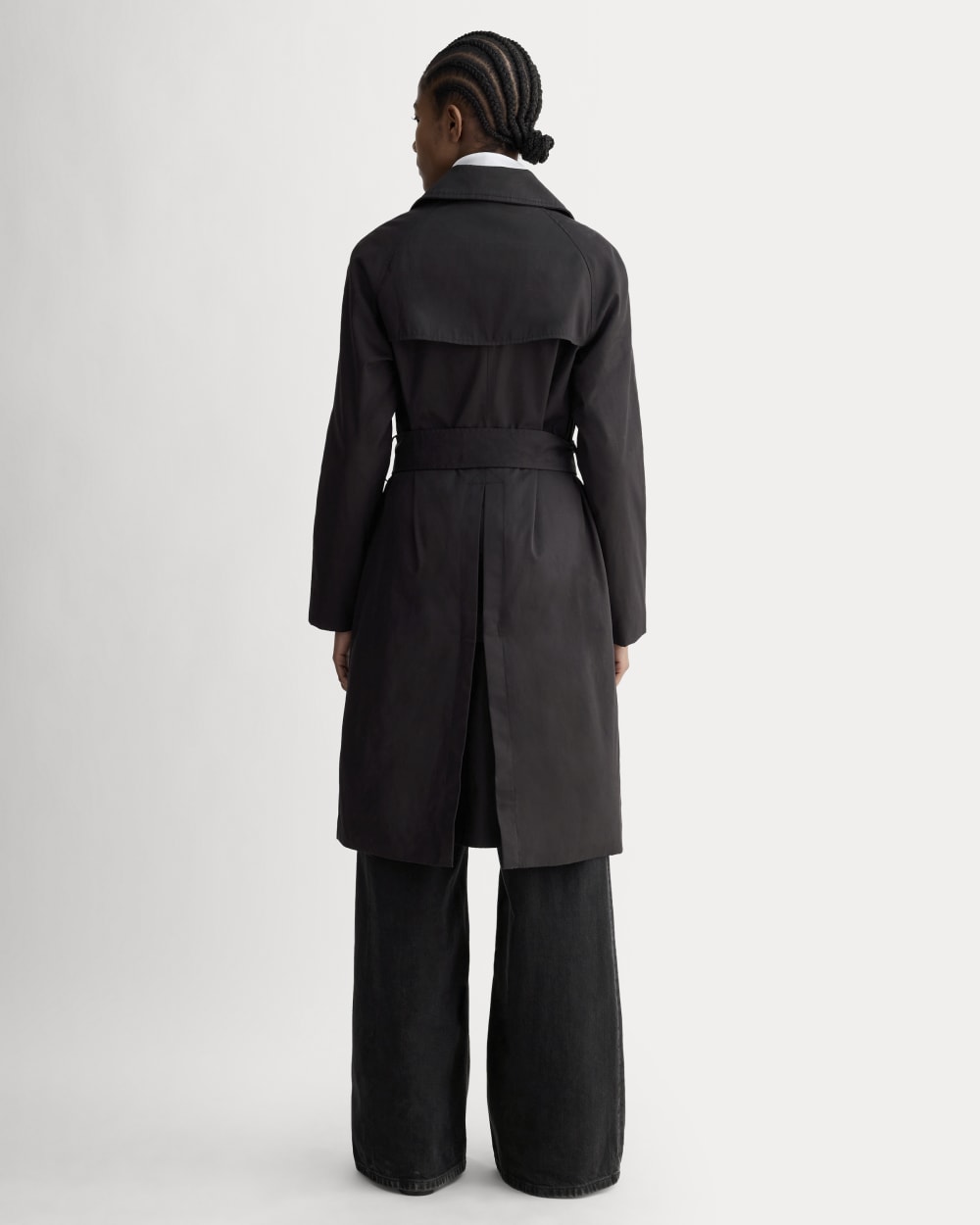 The Modern Trench Coat in Black — detail view