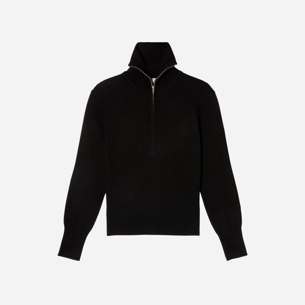 The Luxe Merino Half-Zip Sweater in Black — alternate view