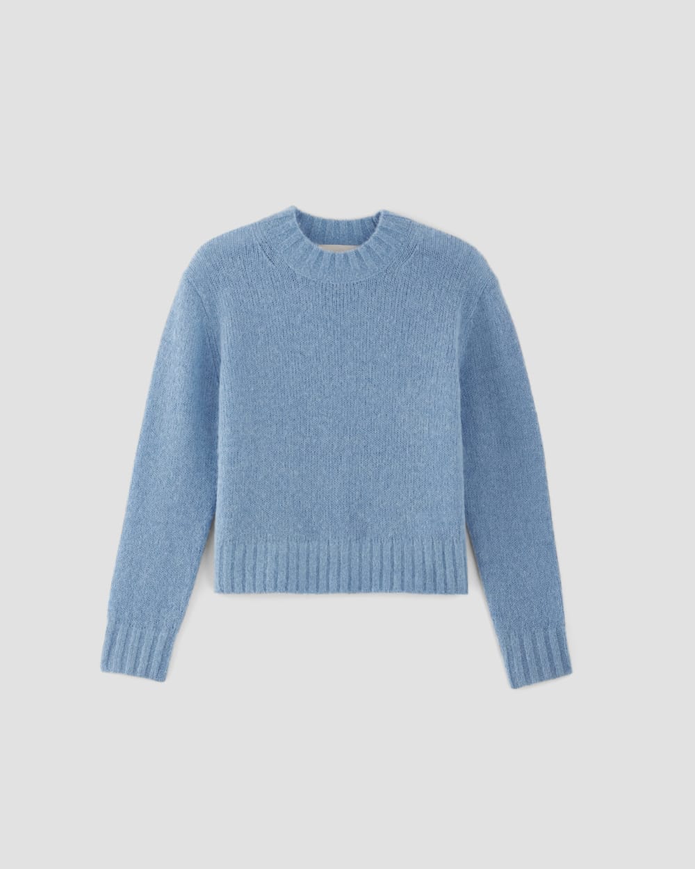 The Alpaca Cropped Crewneck Sweater in Heritage Blue — alternate view