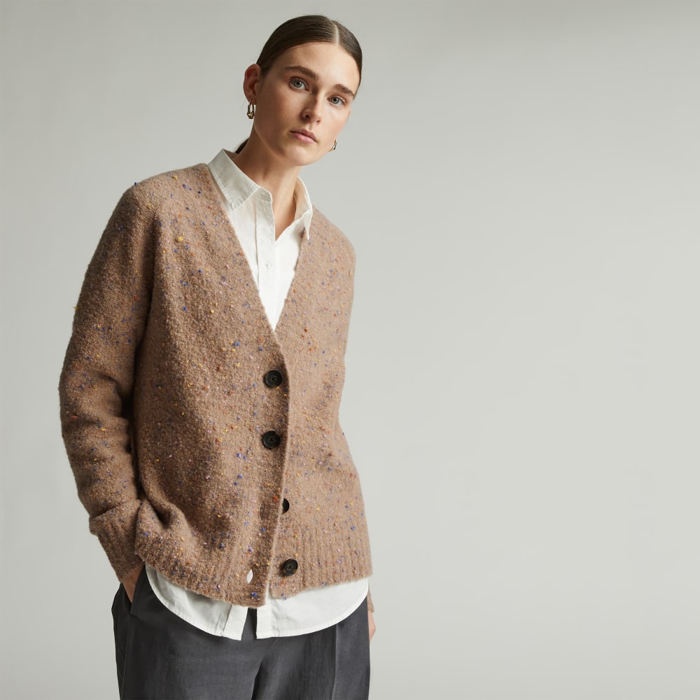 The Confetti Cardigan in Taupe Multi — front view