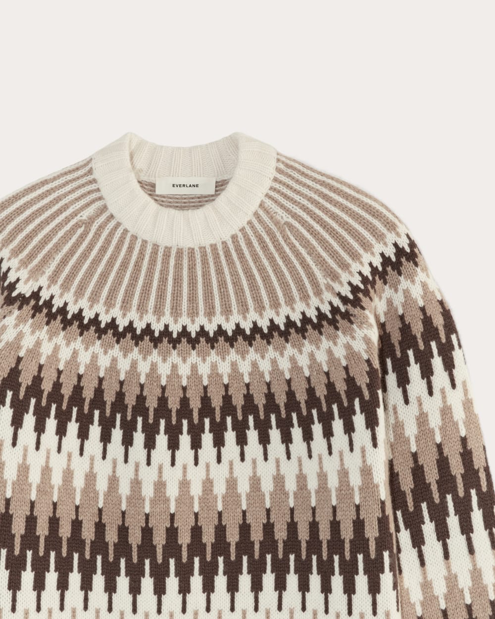 The Fair Isle Crew in Bone / Brown Fair Isle — detail view