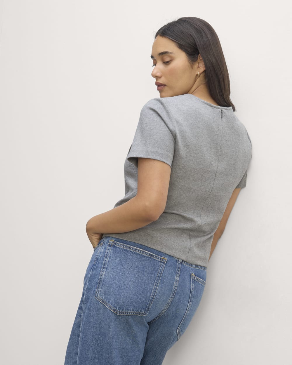 The Dream Tee in Mid Heather Grey — detail view