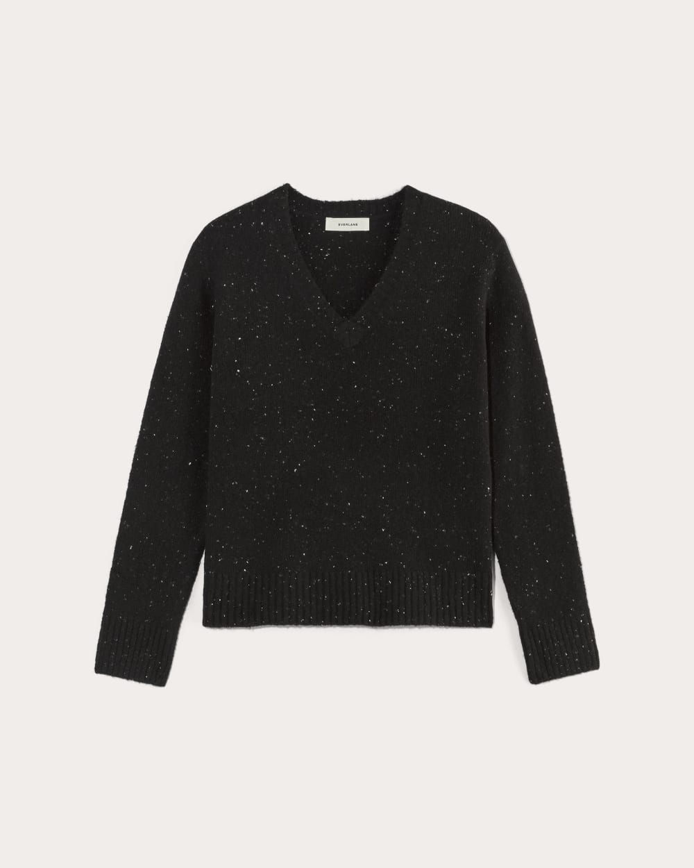 The V-Neck Sweater in Plush Cotton in Black Confetti — alternate view