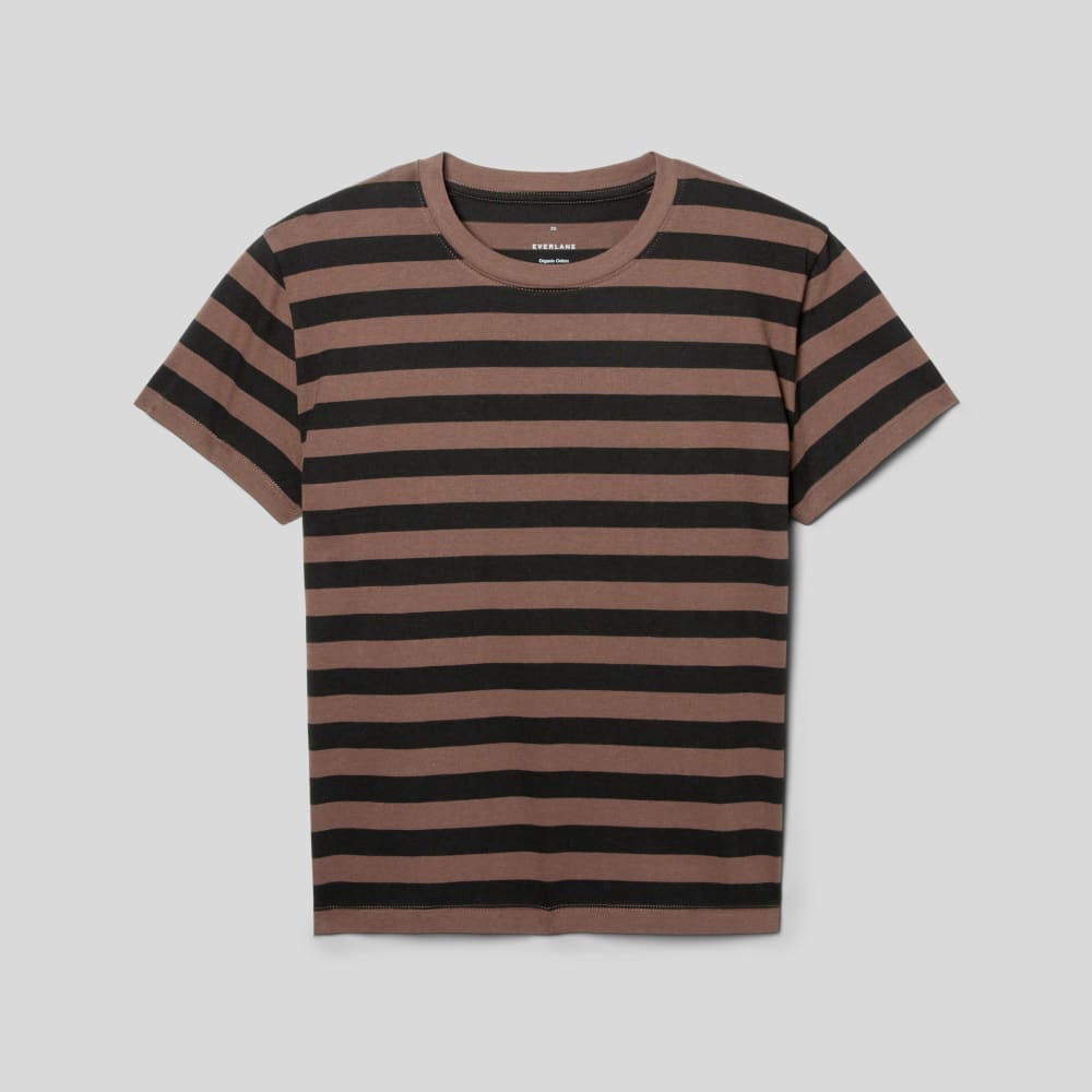 The Box-Cut Tee in Essential Cotton in Chocolate Brown / Black — alternate view